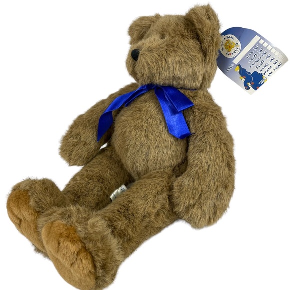 Vintage 1997 Talking Floppy Bear Deadstock Build-a-Bear Blue Bow Tags Intact 18” - Picture 3 of 13